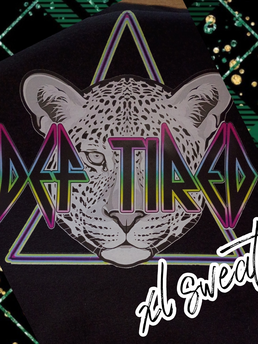 DEF TIRED Black Neon Leopard Graphic Joggers — Women’s Sweat Pants